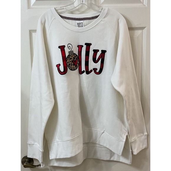 NWT Royce Brand Wmns XXL Holiday Themed Sweatshirt‎ "JOLLY" Spell Out Long Slv - Picture 1 of 8